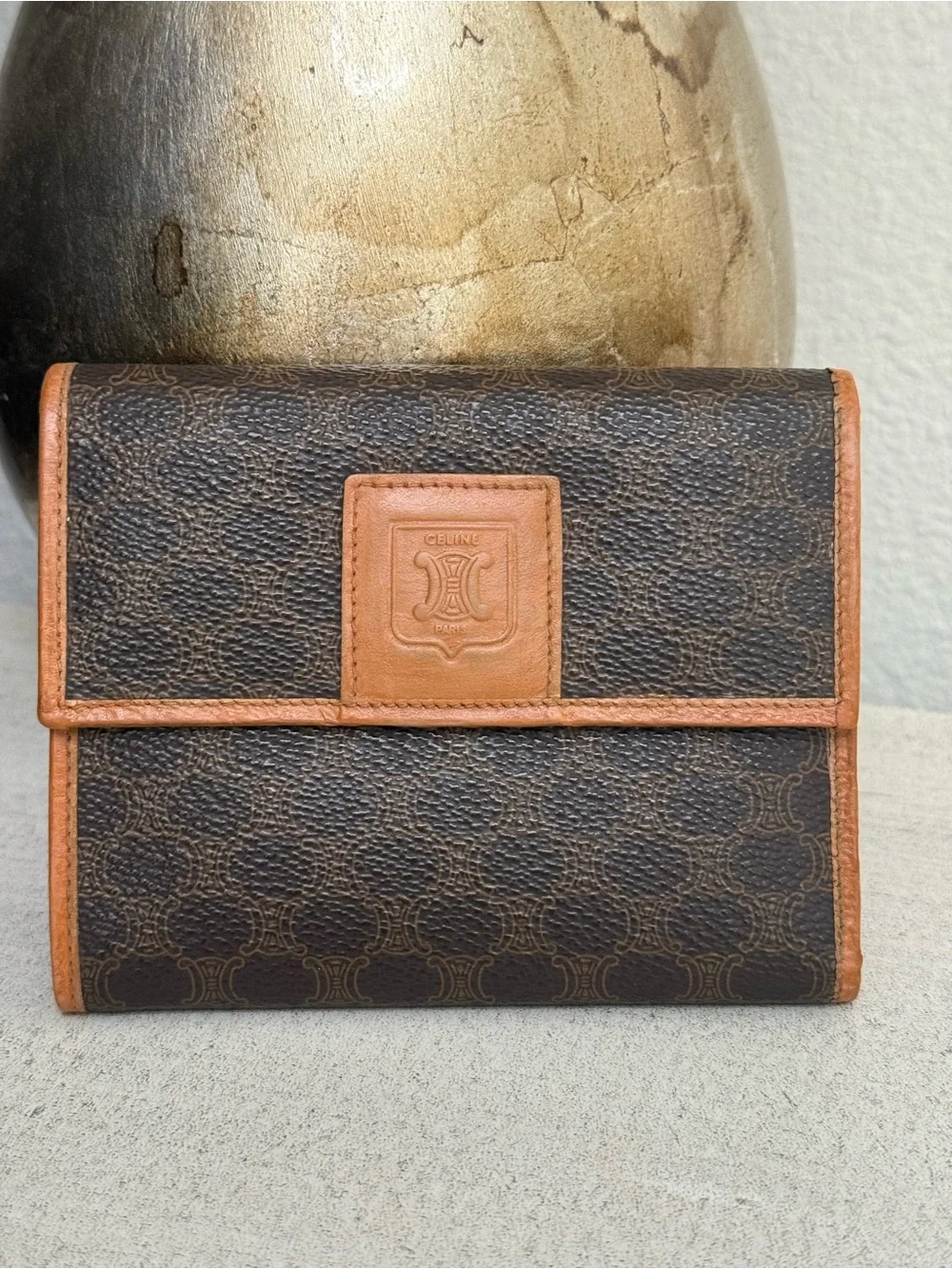 CELINE Triomphe Macadam Trifold Wallet